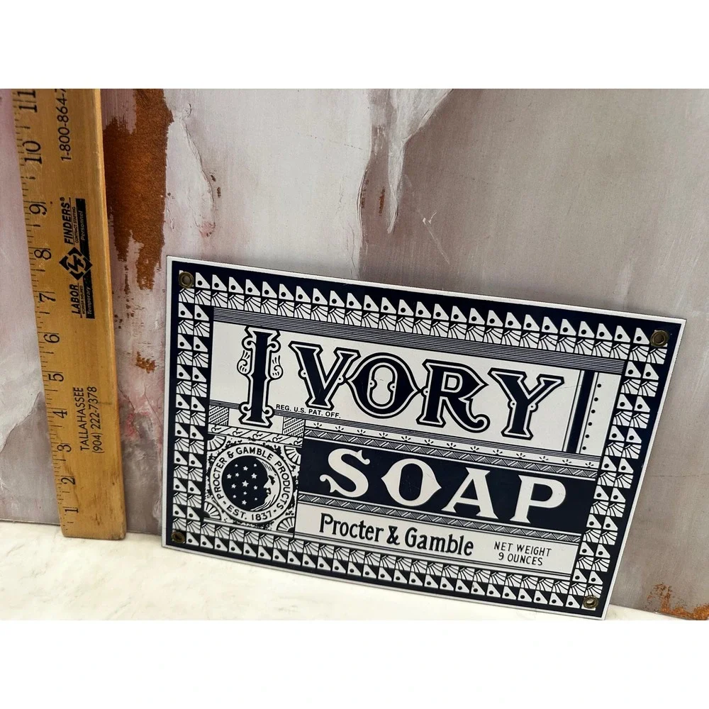 Ande Rooney Ivory Soap Porcelain Enamel Advertising Sign Procter & Gamble 12x8
